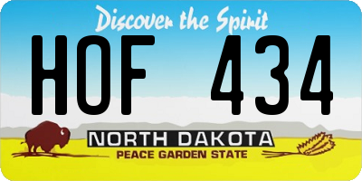 ND license plate HOF434