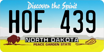 ND license plate HOF439