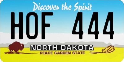 ND license plate HOF444