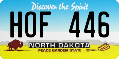 ND license plate HOF446