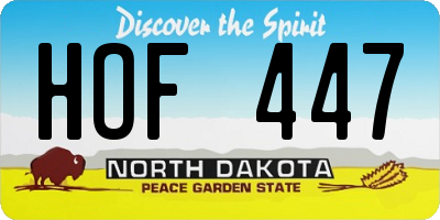 ND license plate HOF447