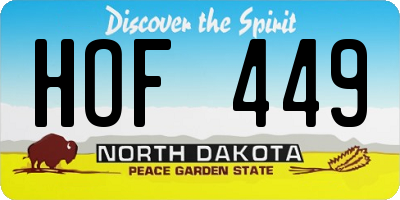 ND license plate HOF449