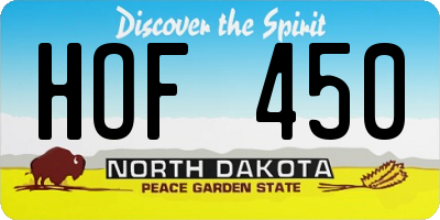 ND license plate HOF450