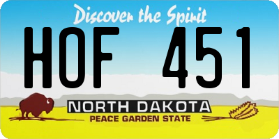 ND license plate HOF451