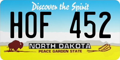 ND license plate HOF452