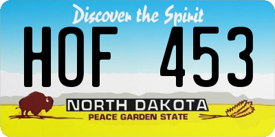 ND license plate HOF453
