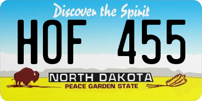 ND license plate HOF455
