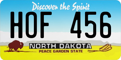 ND license plate HOF456