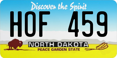 ND license plate HOF459