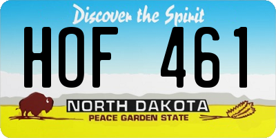 ND license plate HOF461
