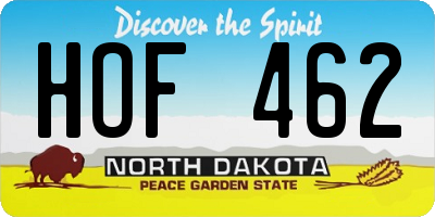 ND license plate HOF462