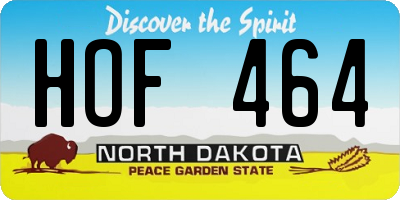 ND license plate HOF464