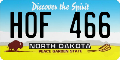 ND license plate HOF466