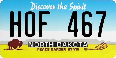 ND license plate HOF467