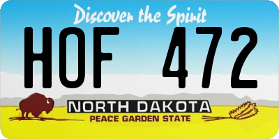 ND license plate HOF472