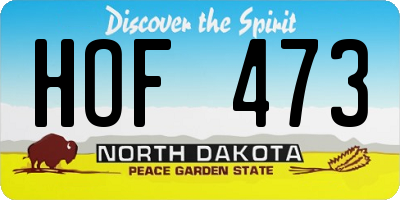 ND license plate HOF473