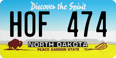 ND license plate HOF474
