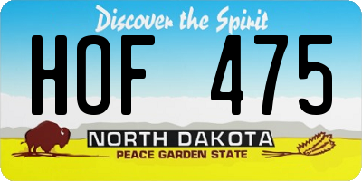ND license plate HOF475