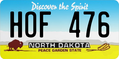ND license plate HOF476