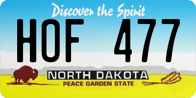 ND license plate HOF477