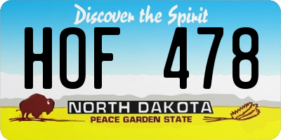 ND license plate HOF478