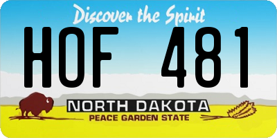 ND license plate HOF481