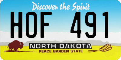ND license plate HOF491