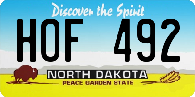 ND license plate HOF492