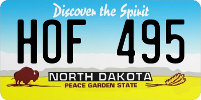 ND license plate HOF495