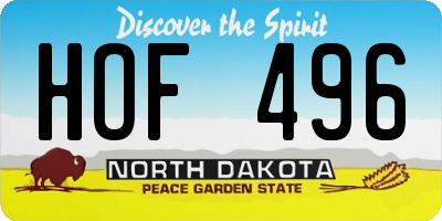 ND license plate HOF496