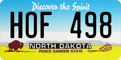 ND license plate HOF498