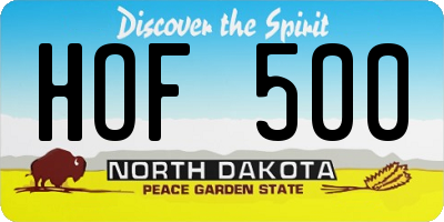 ND license plate HOF500