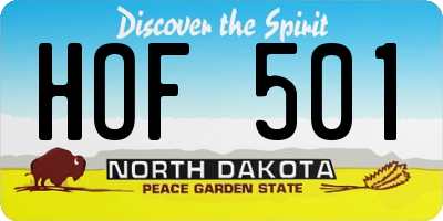 ND license plate HOF501
