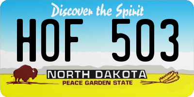 ND license plate HOF503