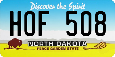 ND license plate HOF508