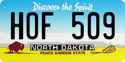 ND license plate HOF509