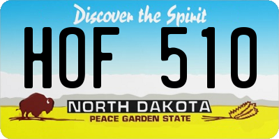 ND license plate HOF510