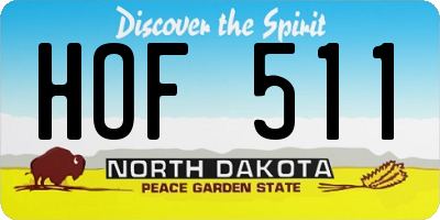 ND license plate HOF511