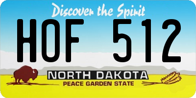 ND license plate HOF512