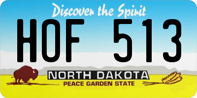 ND license plate HOF513