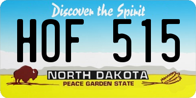 ND license plate HOF515