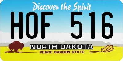 ND license plate HOF516
