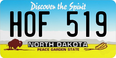 ND license plate HOF519