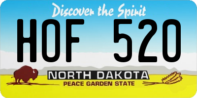 ND license plate HOF520