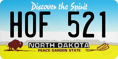 ND license plate HOF521