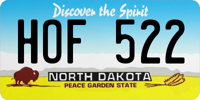 ND license plate HOF522
