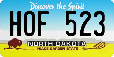ND license plate HOF523