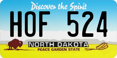 ND license plate HOF524