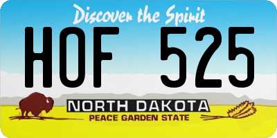 ND license plate HOF525