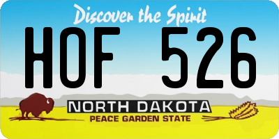 ND license plate HOF526